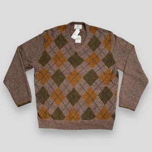 Argyle Wool Blend V Neck Sweater